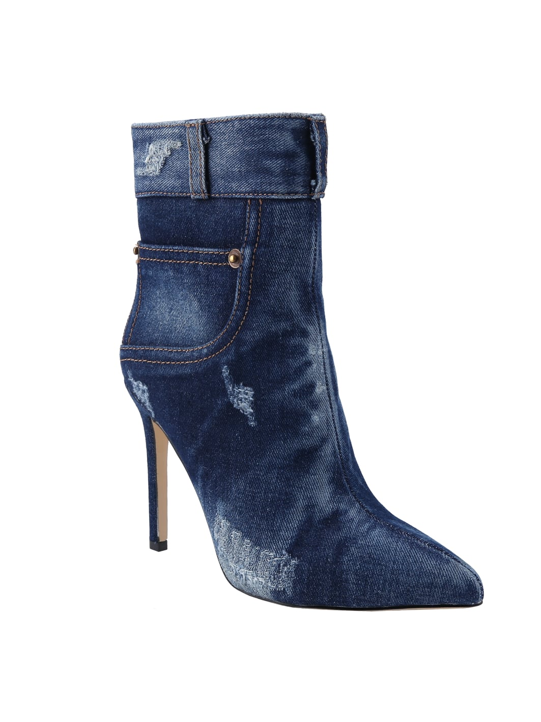 Denim High-Heeled Ankle Boots