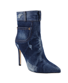 Denim High-Heeled Ankle Boots