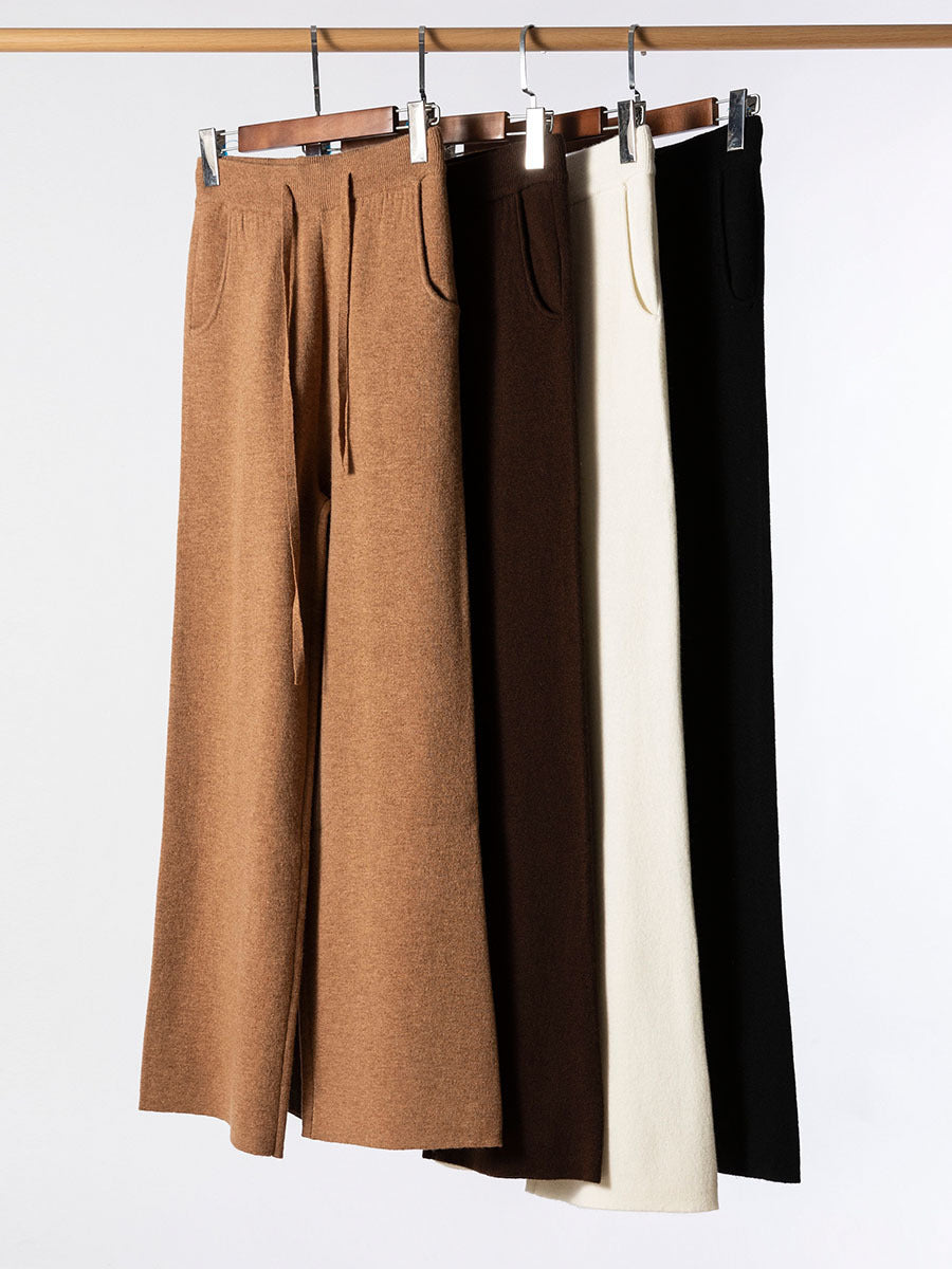 Thick Version Soft Glutinous Wool Drawstring High Waist Straight Wide Leg Pants - Body By J'ne