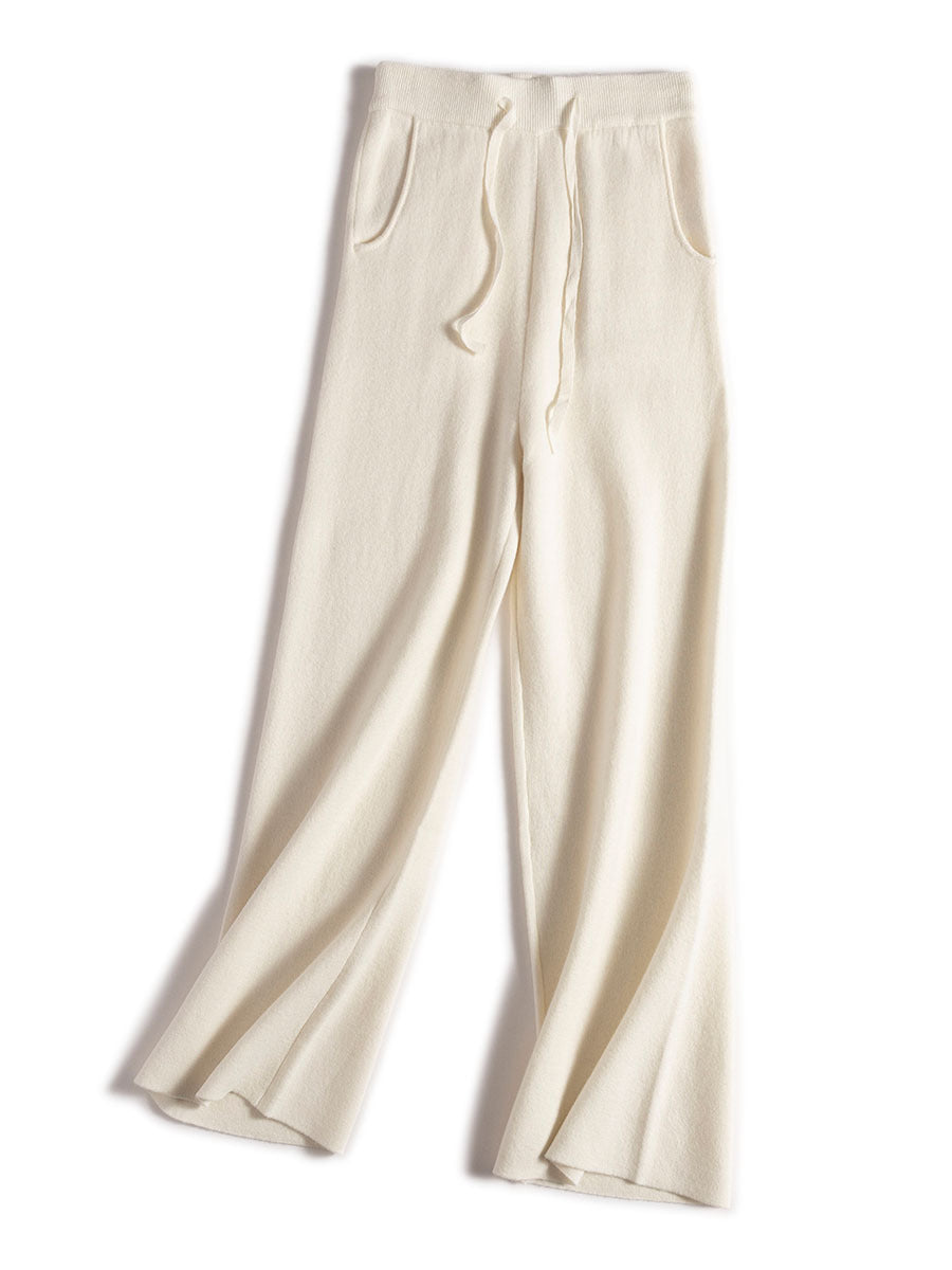 Thick Version Soft Glutinous Wool Drawstring High Waist Straight Wide Leg Pants - Body By J'ne