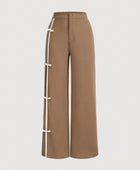 Button Decor Straight Leg Pants