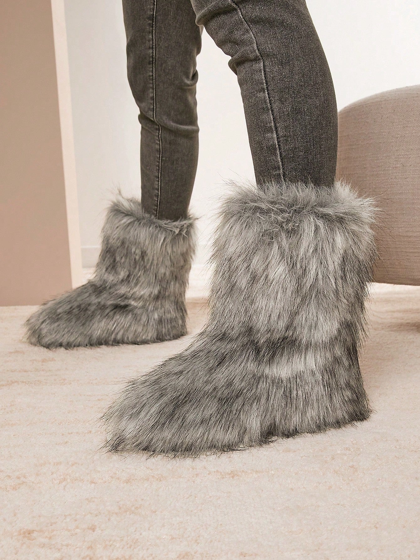 Fluffy Mid Calf Winter Boots - Body By J'ne