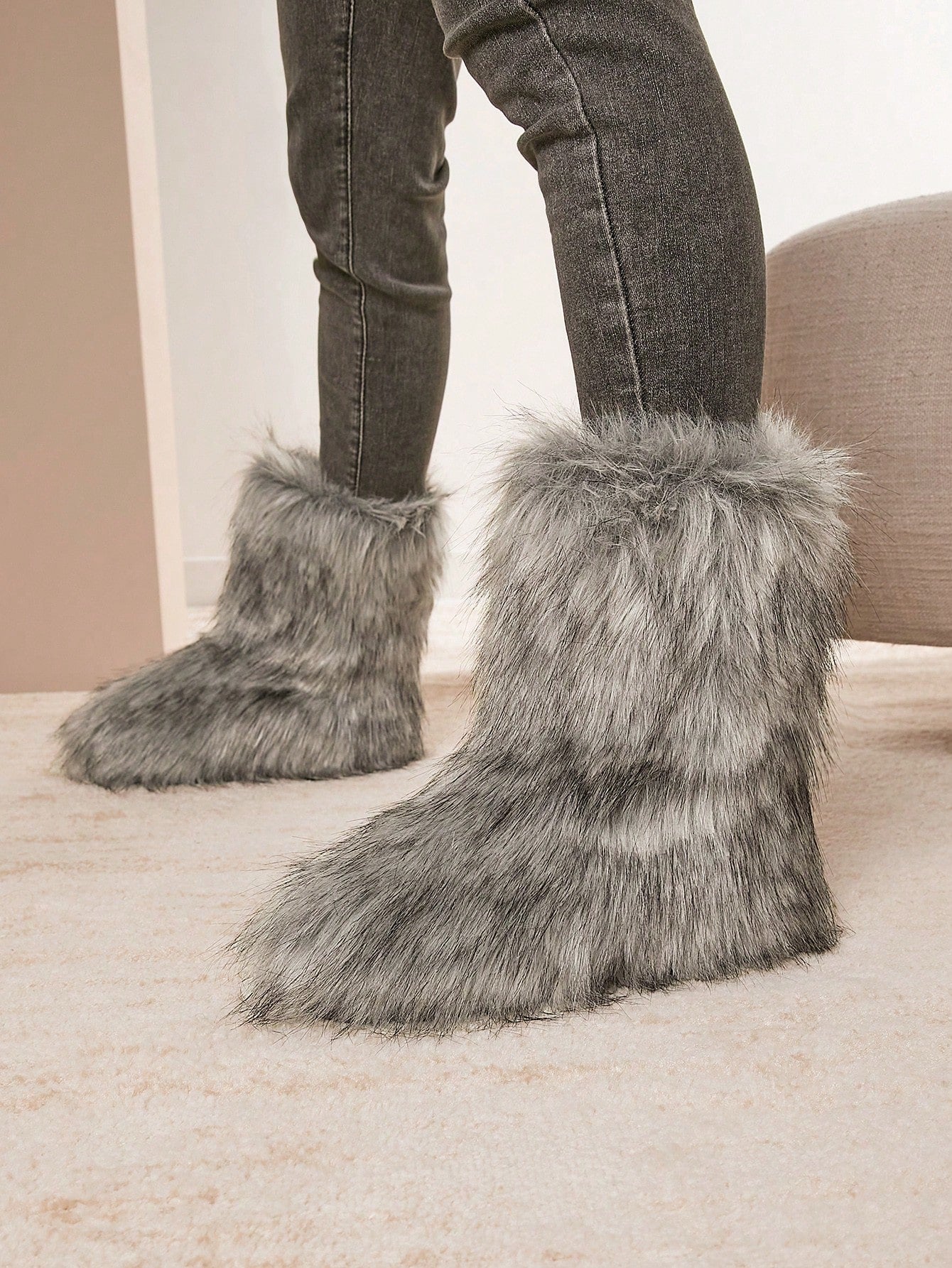 Fluffy Mid Calf Winter Boots