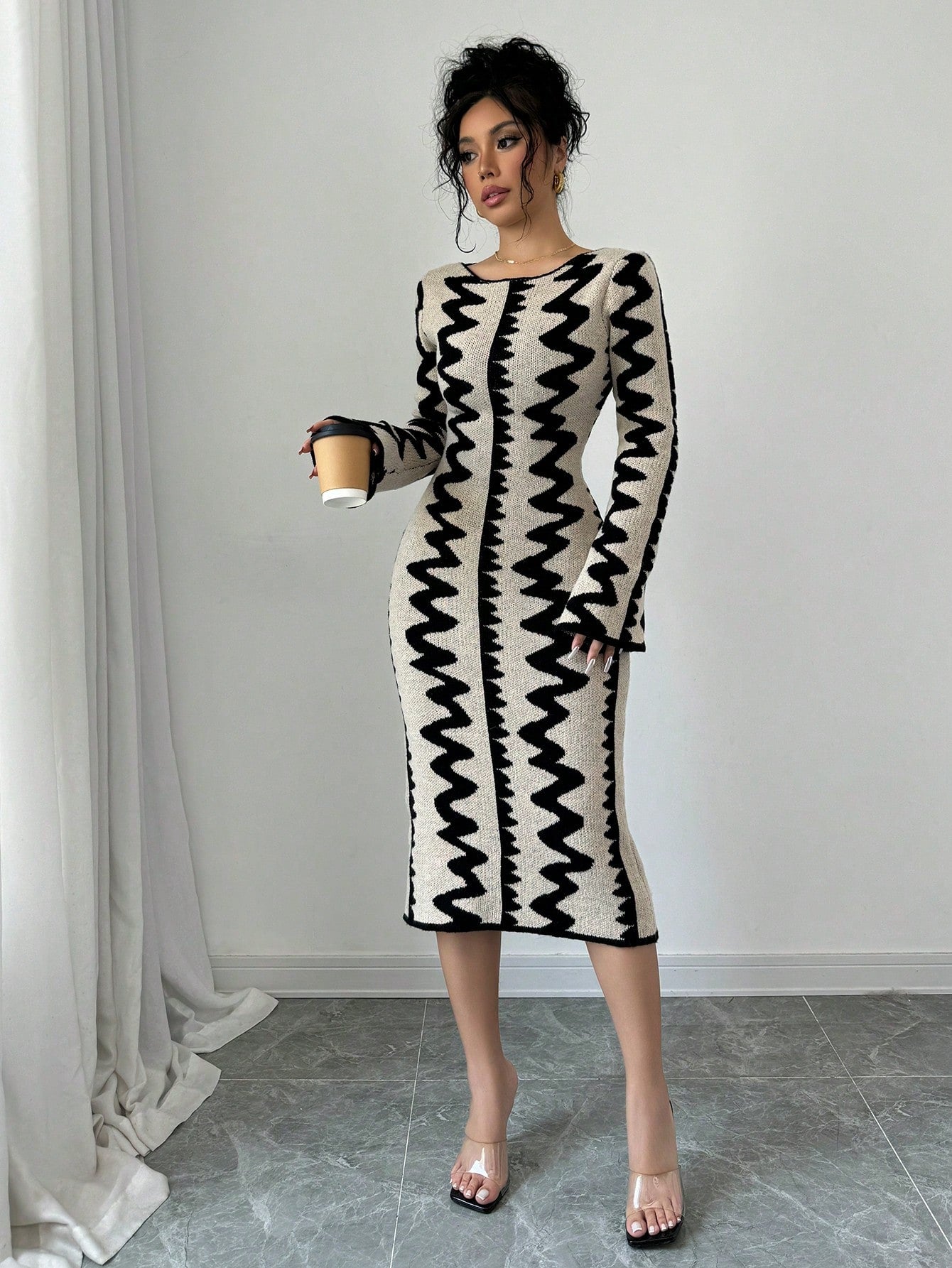 Jacquard Knitted Bodycon Dress - Body By J'ne