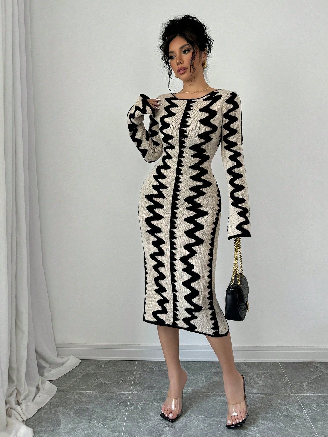 Jacquard Knitted Bodycon Dress - Body By J'ne