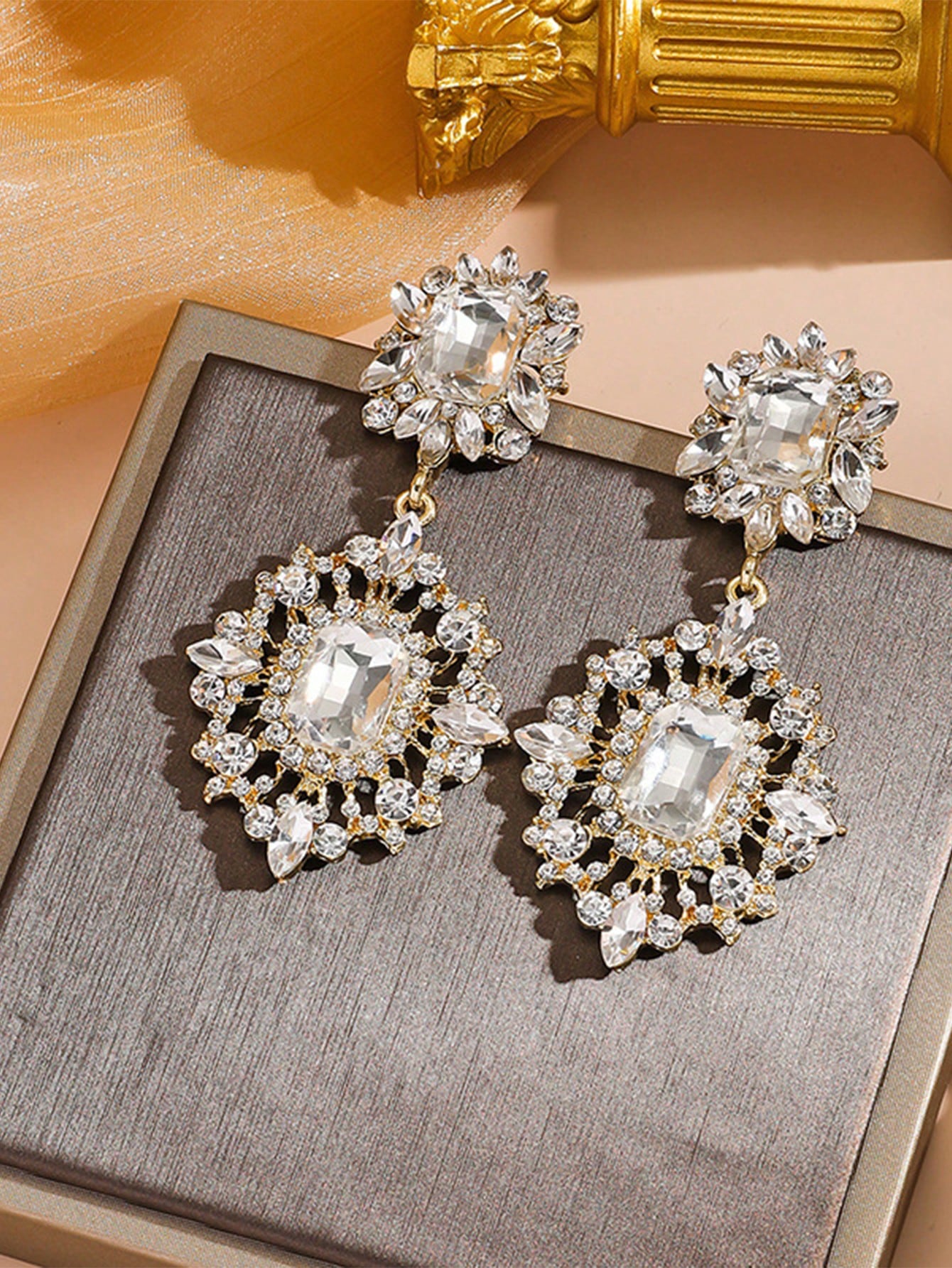 Bridal Rhinestone Drop Earrings