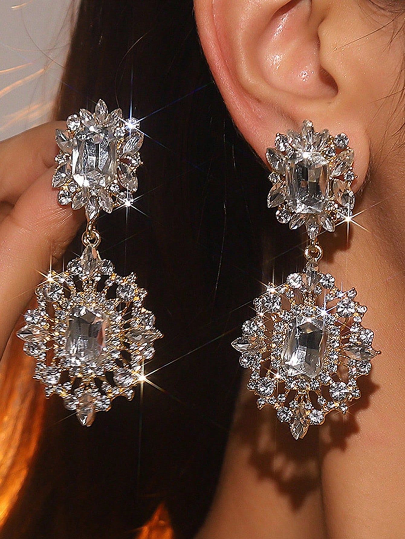 Bridal Rhinestone Drop Earrings