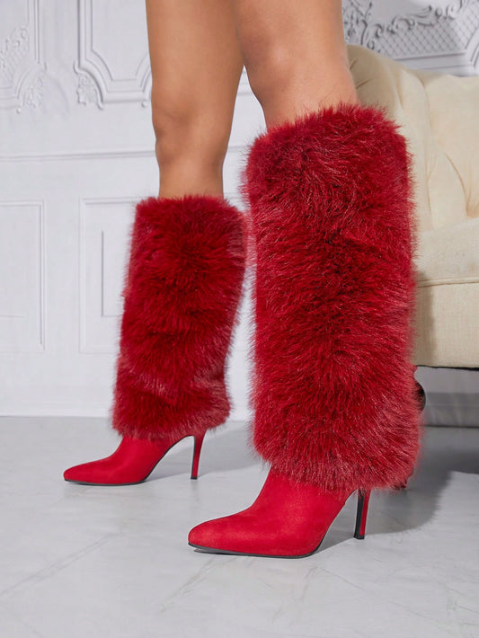 Fluffy Fur Knee High Comfy Boots - Body By J'ne