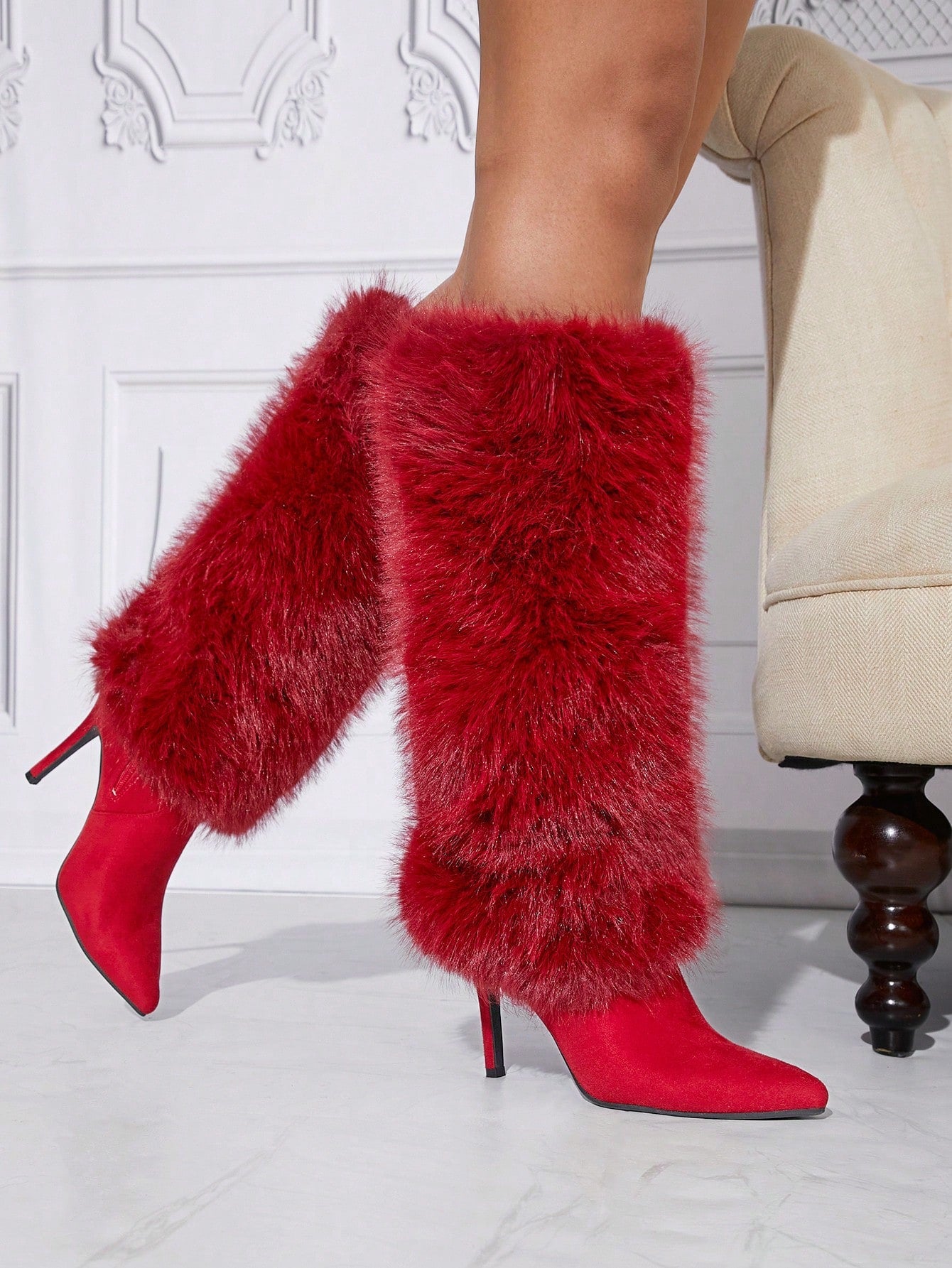 Fluffy Fur Knee High Comfy Boots