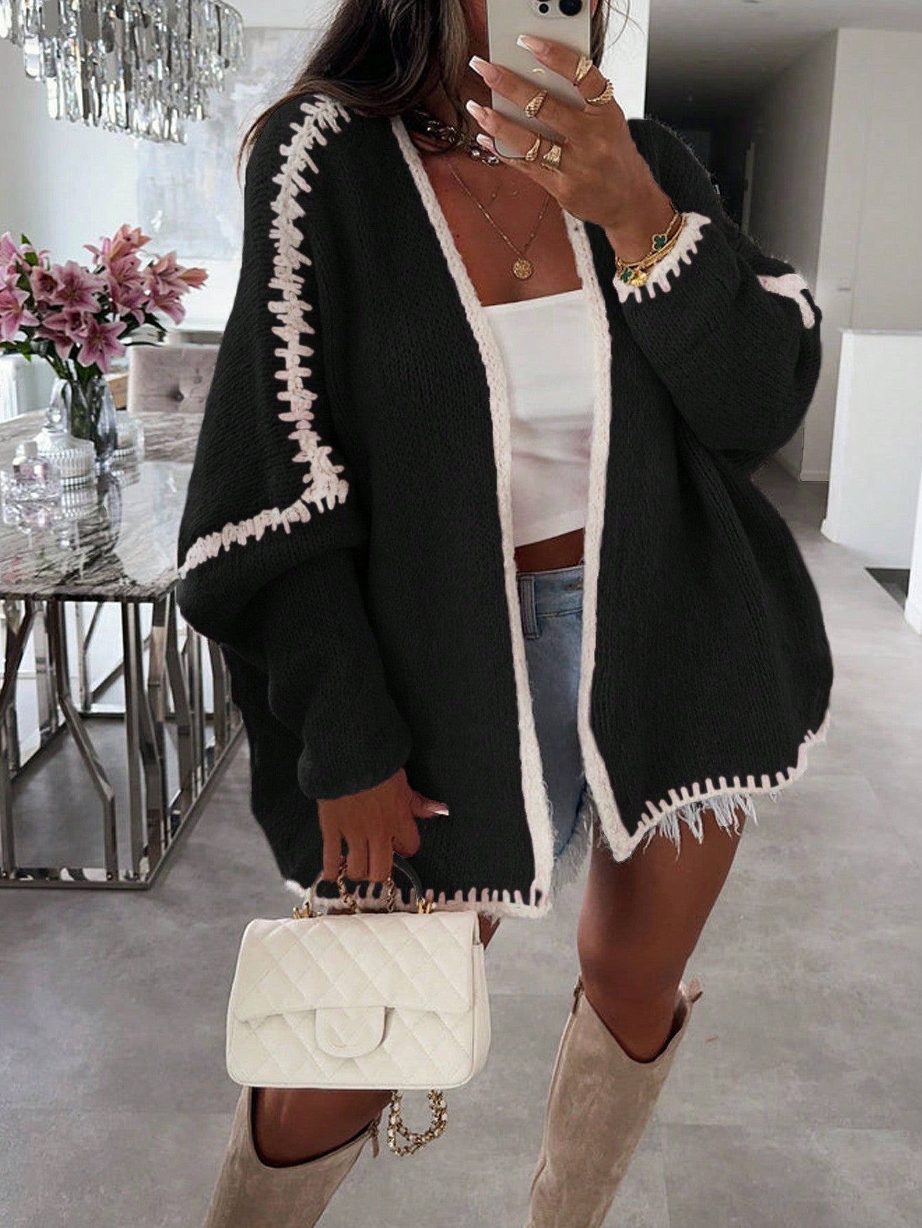 Colorblock Long Sleeve Cardigan