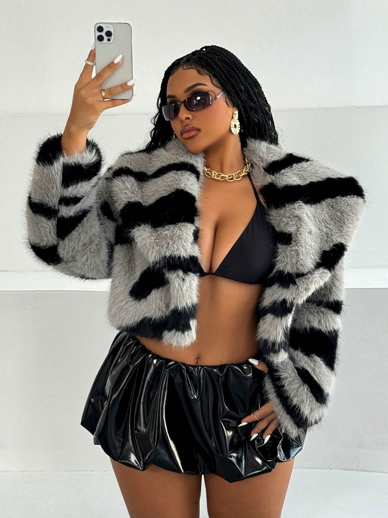 Striped Fluffy Jacket - Body By J'ne