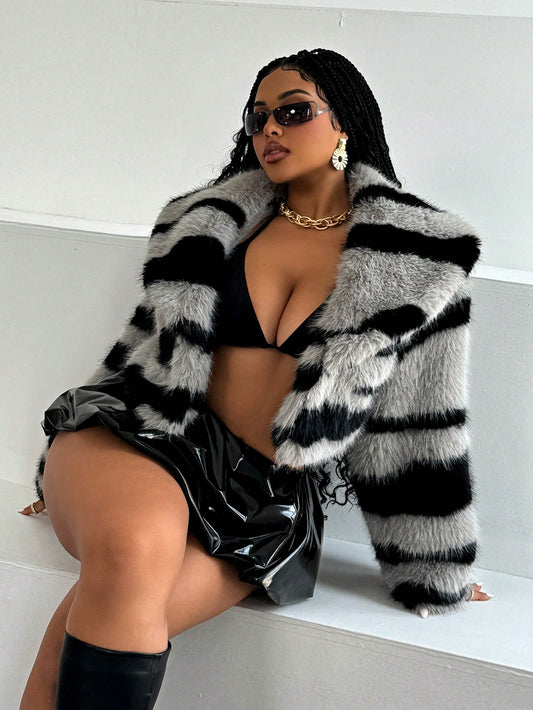 Striped Fluffy Jacket - Body By J'ne