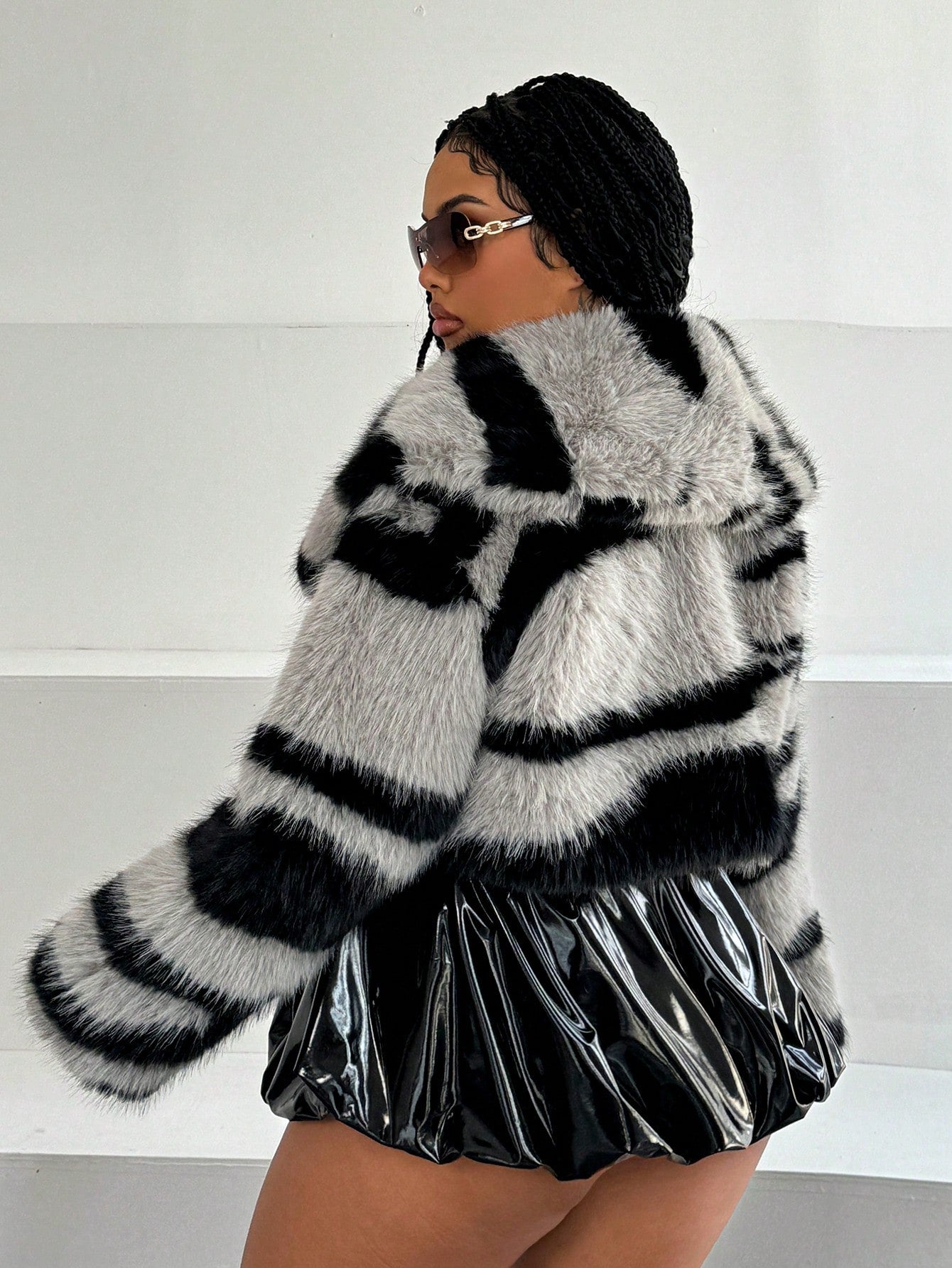 Striped Fluffy Jacket - Body By J'ne