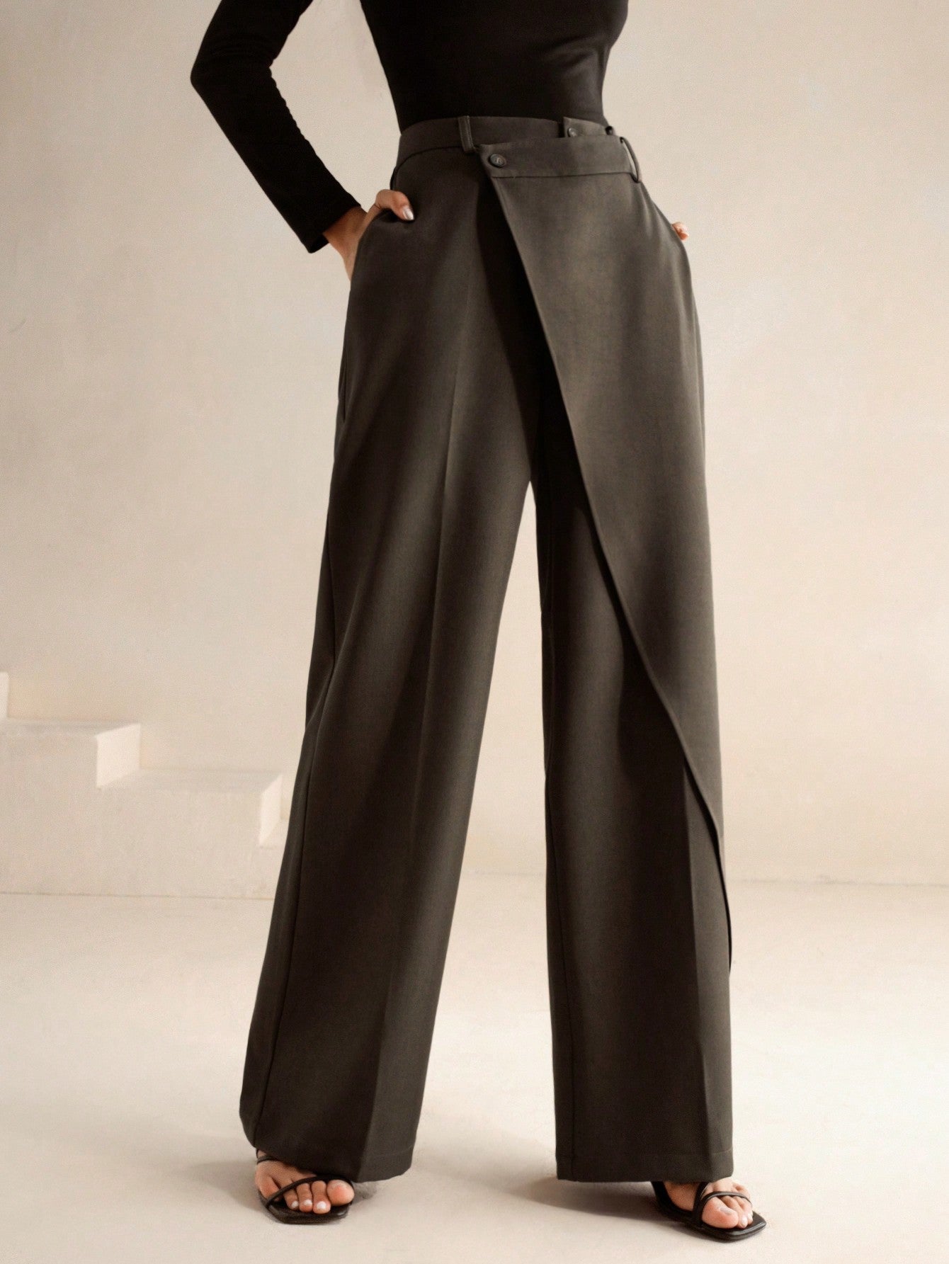 Asymmetrical Casual Straight Pants - Body By J'ne
