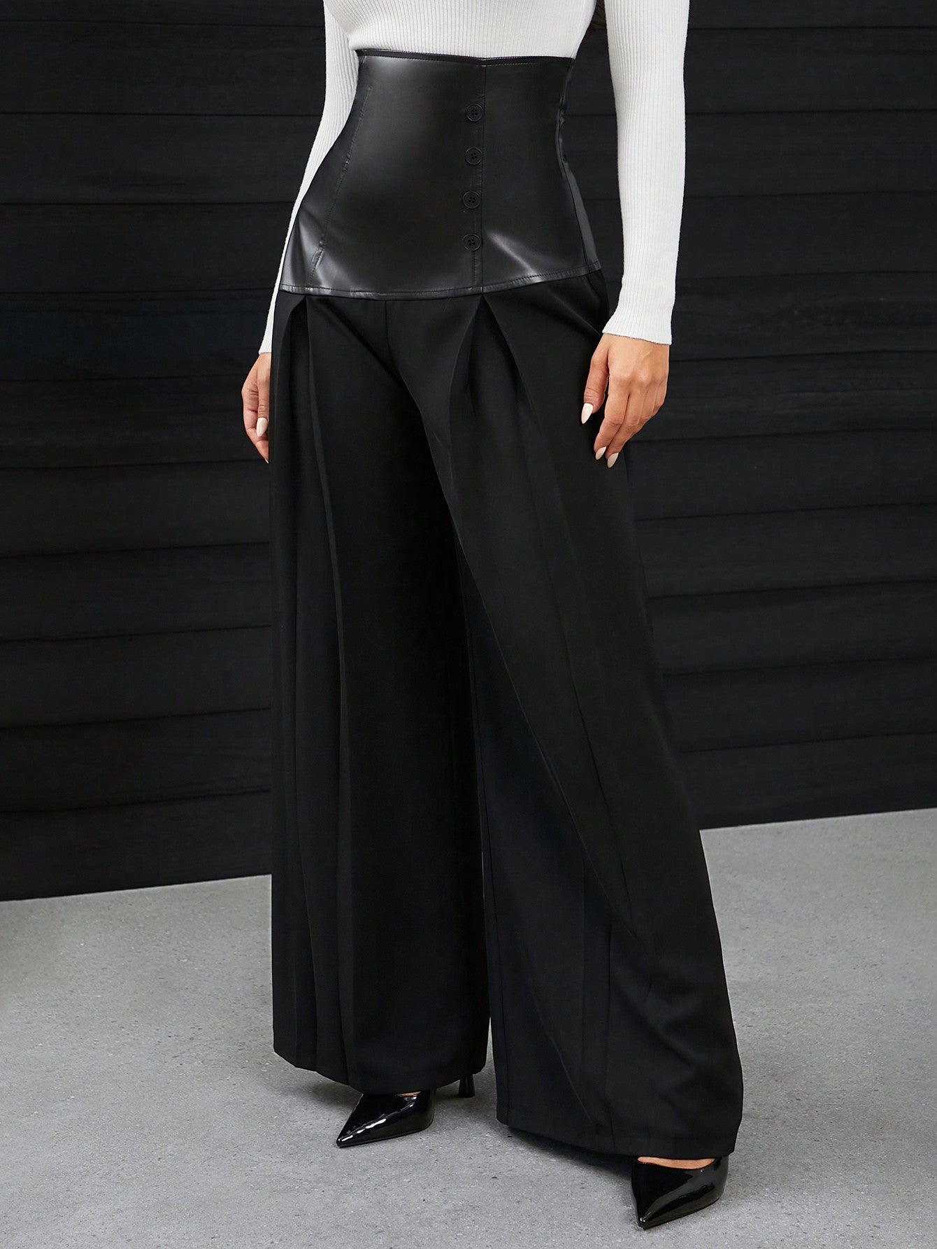 High Waist Wide Leg Black Pants