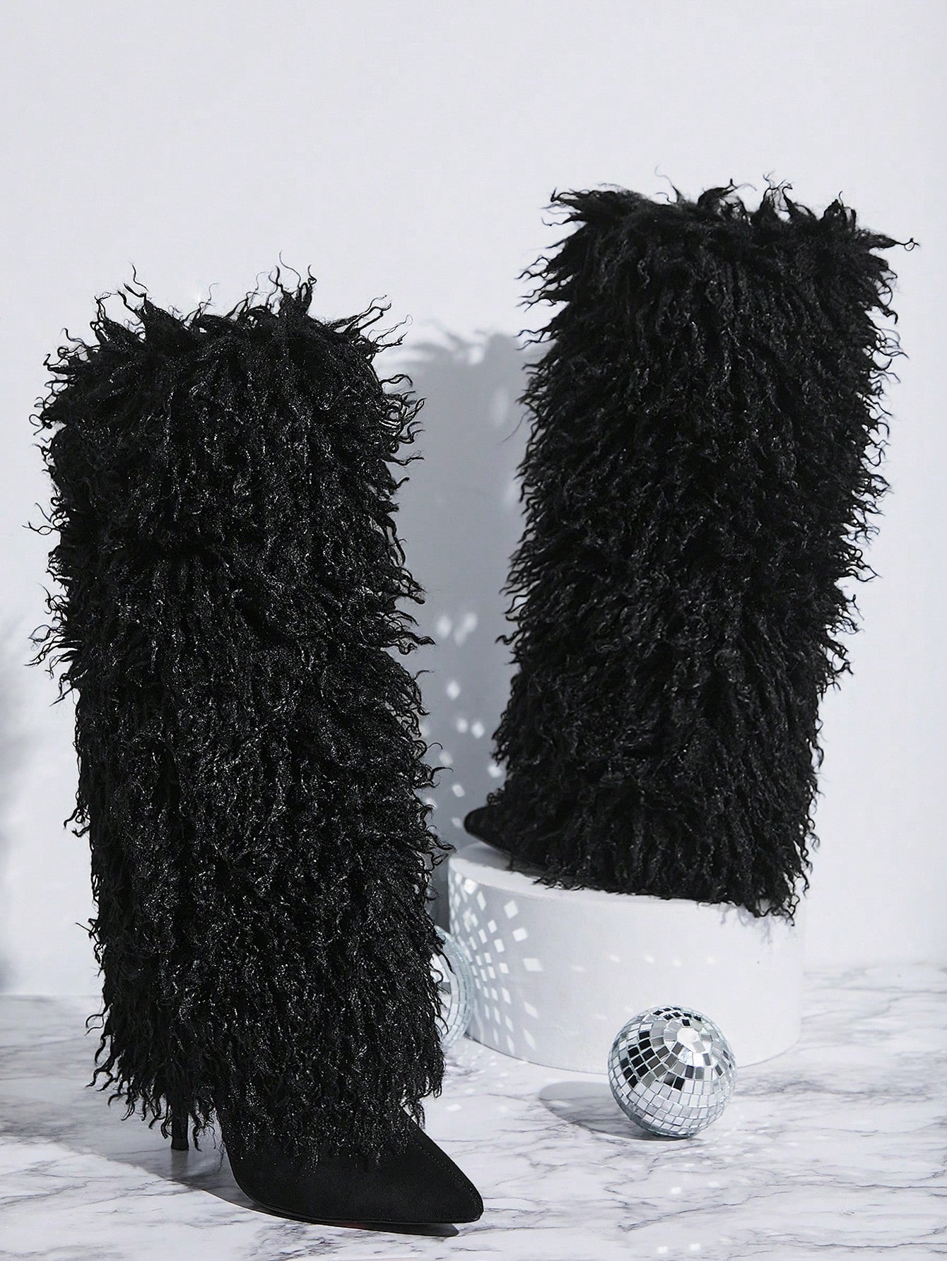 High-Heeled Furry Boots