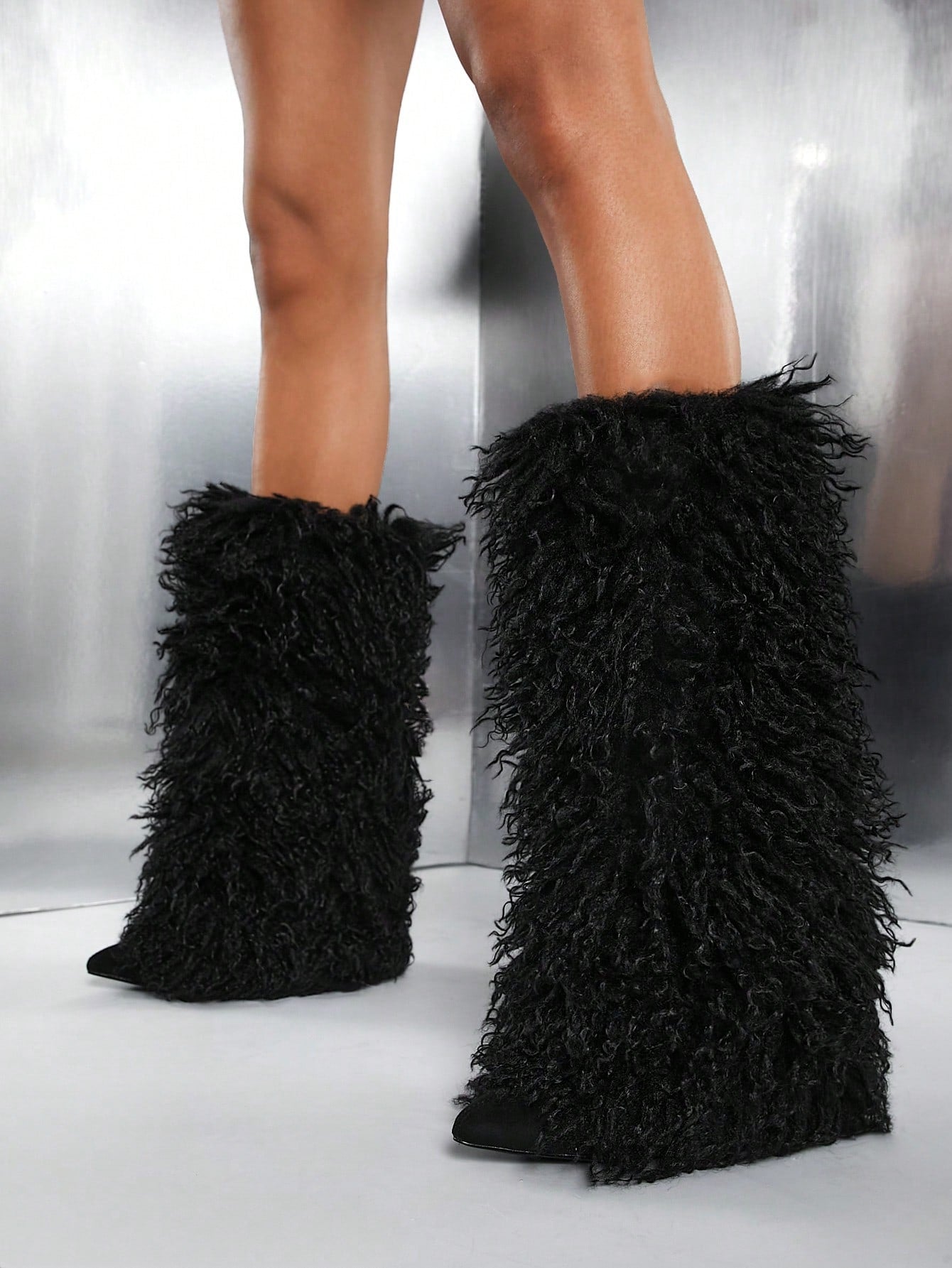 High-Heeled Furry Boots