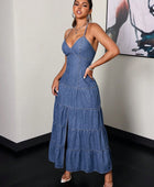 Backless Halter Neck Denim Dress