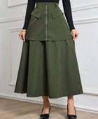 Pleated A-Line Skirt With Overlay