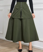 Pleated A-Line Skirt With Overlay