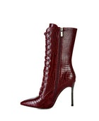 KNOCTURN Croc Textured Over The Ankle Boots