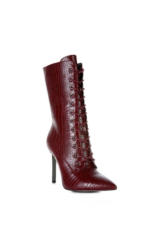 KNOCTURN Croc Textured Over The Ankle Boots - Body By J'ne