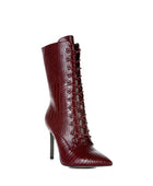 KNOCTURN Croc Textured Over The Ankle Boots