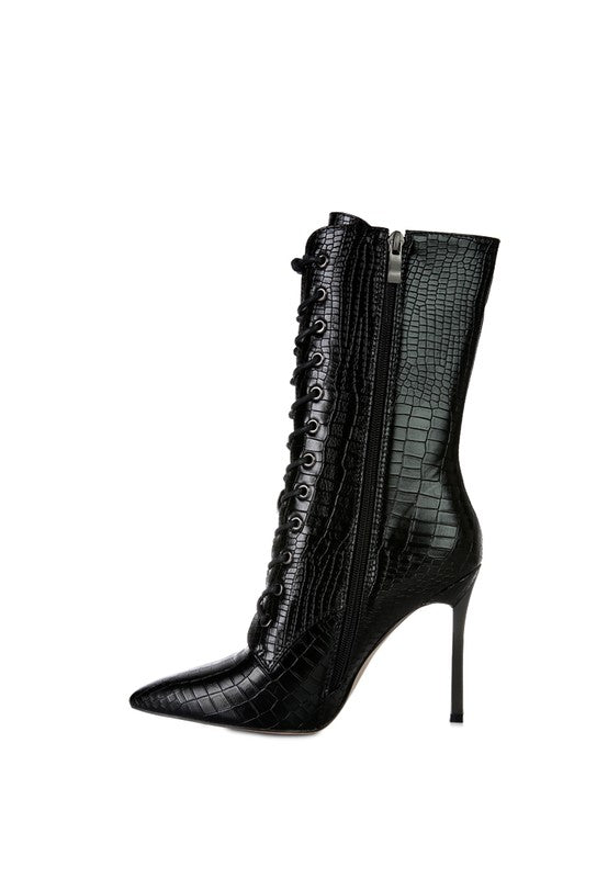 KNOCTURN Croc Textured Over The Ankle Boots - Body By J'ne