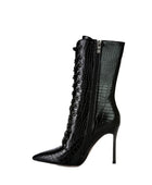 KNOCTURN Croc Textured Over The Ankle Boots