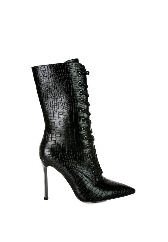 KNOCTURN Croc Textured Over The Ankle Boots - Body By J'ne