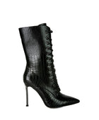 KNOCTURN Croc Textured Over The Ankle Boots