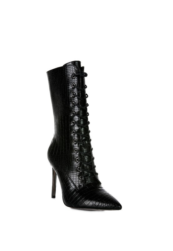 KNOCTURN Croc Textured Over The Ankle Boots - Body By J'ne