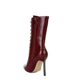 KNOCTURN Croc Textured Over The Ankle Boots