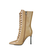 KNOCTURN Croc Textured Over The Ankle Boots