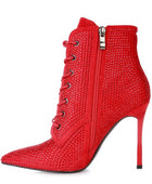 HEAD ON Faux Suede Diamante Ankle Boots