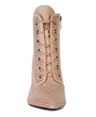 HEAD ON Faux Suede Diamante Ankle Boots