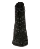 HEAD ON Faux Suede Diamante Ankle Boots