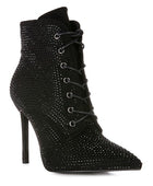 HEAD ON Faux Suede Diamante Ankle Boots