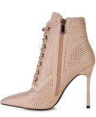 HEAD ON Faux Suede Diamante Ankle Boots