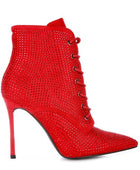 HEAD ON Faux Suede Diamante Ankle Boots