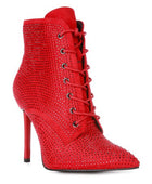 HEAD ON Faux Suede Diamante Ankle Boots