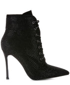 HEAD ON Faux Suede Diamante Ankle Boots