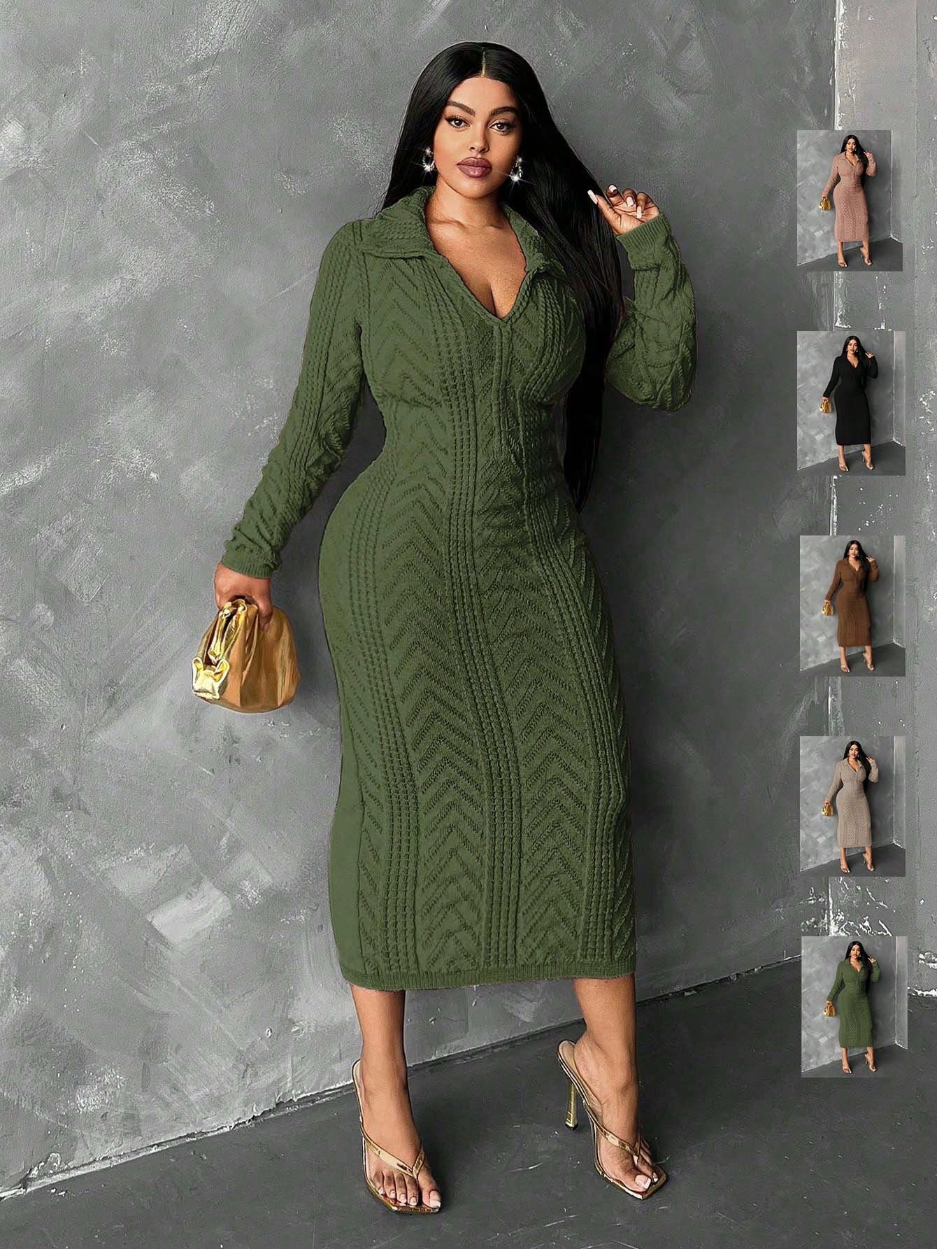 In Motion Long Sleeve Knit Sweater Dress