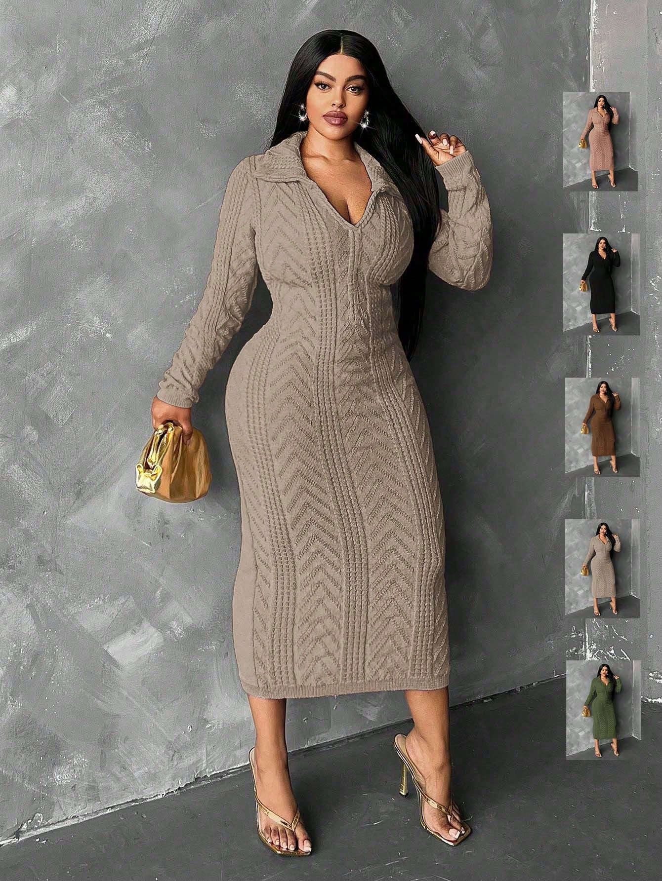 In Motion Long Sleeve Knit Sweater Dress - Body By J'ne
