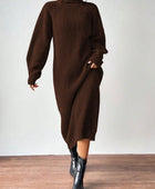 High Neck Raglan Sleeve Sweater Dress