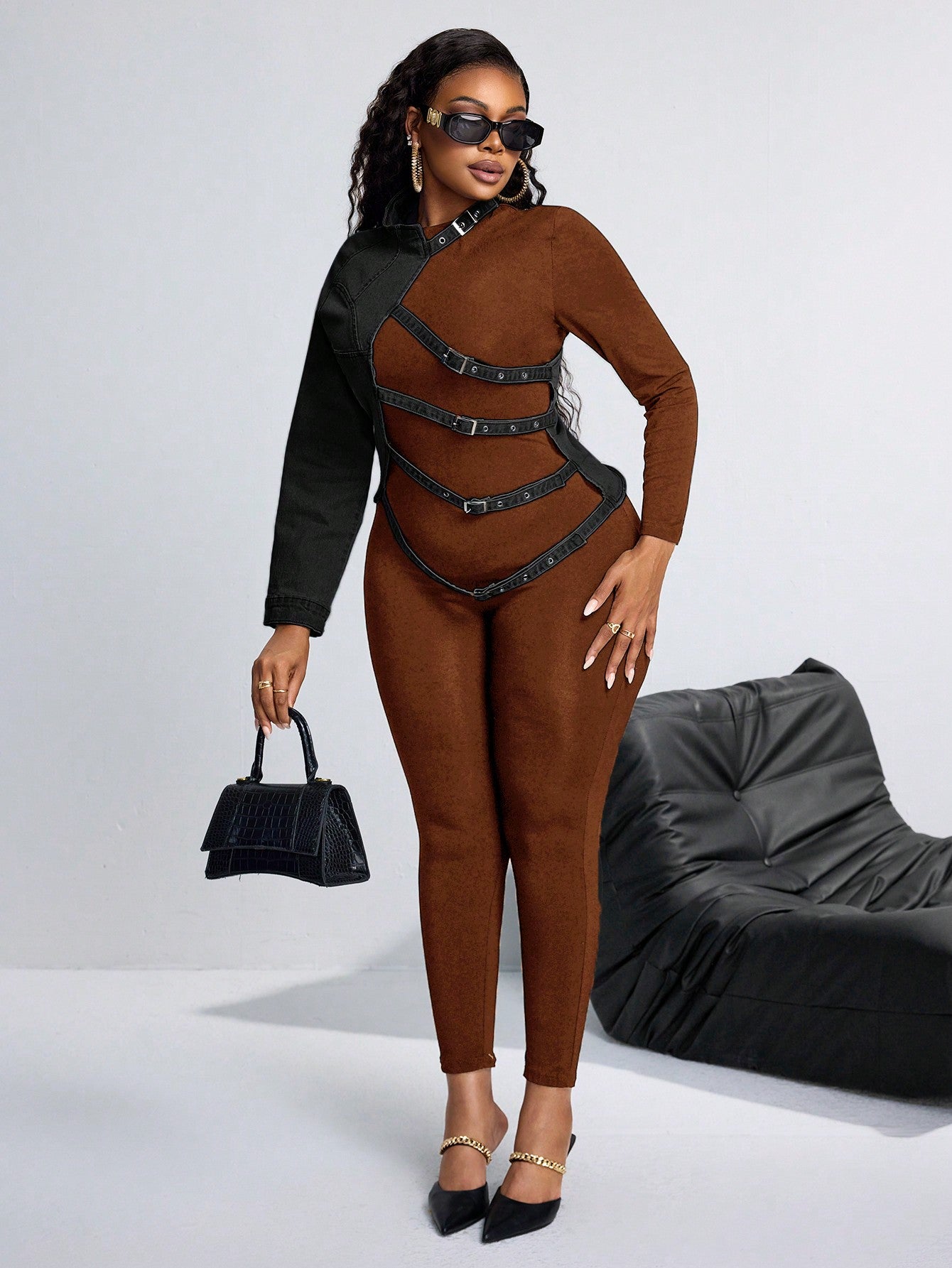 One Shoulder Long Sleeve Denim Jacket - Body By J'ne