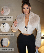 Apricot Cropped Fur Collar Leather Jacket