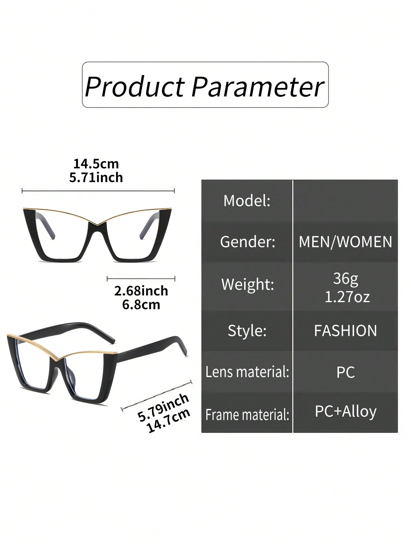 Cat Eye Shape Metal Frame - Body By J'ne