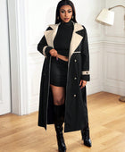 Casual Lapel Collar Color Block Trench Coat