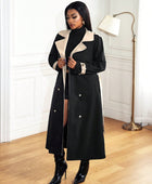 Casual Lapel Collar Color Block Trench Coat